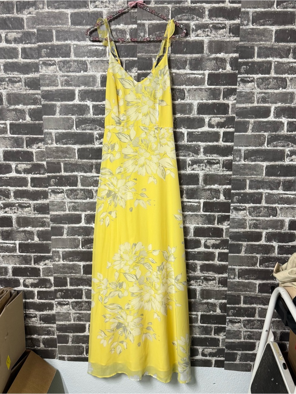 Altar’d State maxi dress yellow white floral